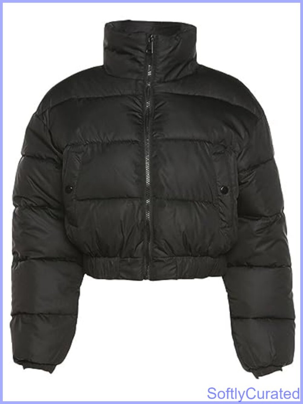 Cropped Puffer Jacket Quilted Zip Up Winter Coat